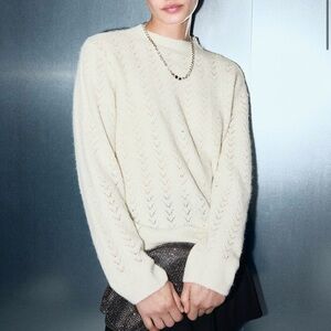 Mango Knit Sweater, White and silver accents